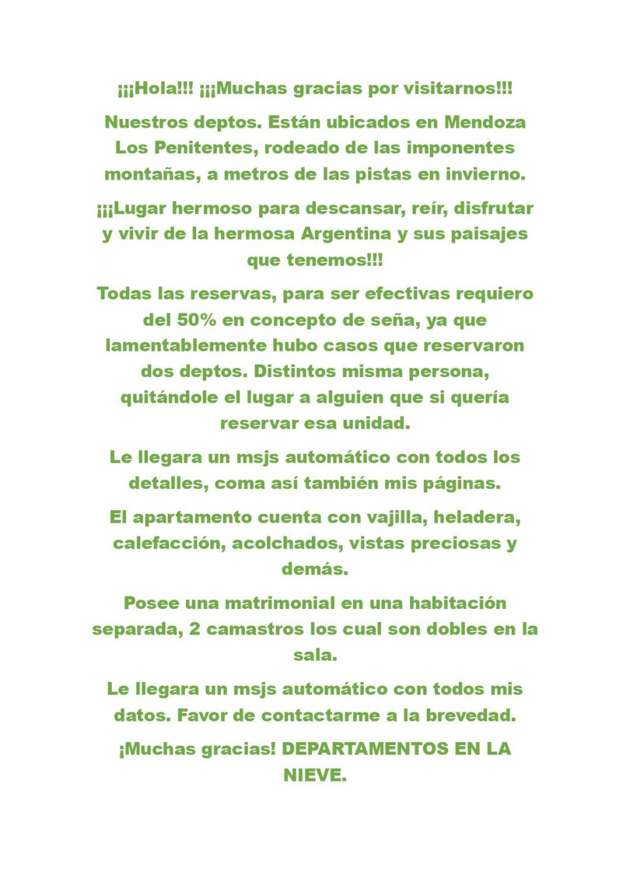 Hermoso Departamento Frente A Las Montanas Los Penitentes Zewnętrze zdjęcie